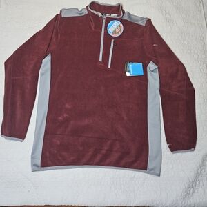 Burgundy and Gray Quarter-Zip Pullover